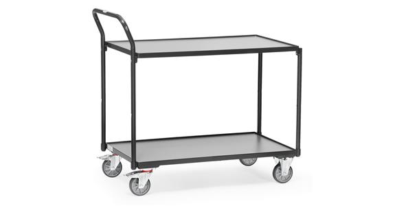 Light table trolley 2 shelves loading surface 850x500 mm load 300 kg RAL 7016