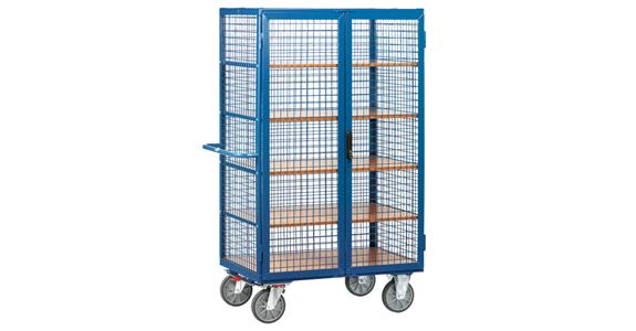 Skříňový vozík 5392 s mřížovými stěnami, ložná plocha 1000x680 mm, 750 kg, s dvoukřídlými dveřmi