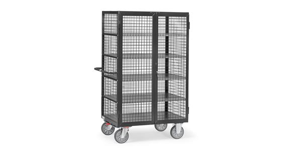 Shelf trolley grid walls 5 shelves load 750 kg load. surf. 1200x780 mm RAL 7016