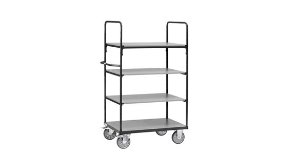 Shelf trolley, 4 shelves load capacity 600 kg 1000x600 mm RAL 7016