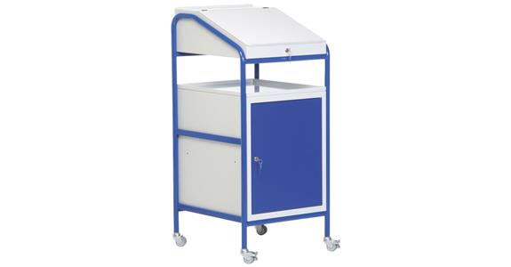 Mobile standing desk HxWxD 1200x546x605 mm mobile w/ desktop cabinet and door