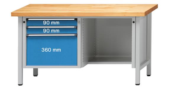 Cabinet workbench series V H=900mm univ. plate 1500x700mm RAL7035/5012 116kg