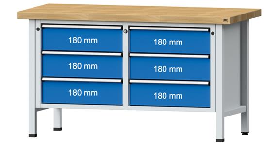 Cabinet workbench model 108 V beech solid plate height 850 mm RAL 7035/5012