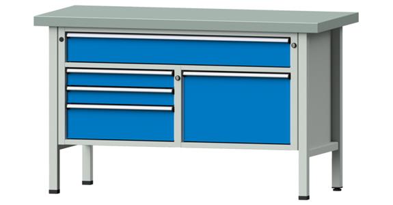 Cabinet workbench model 256 V plate w/ sh. st. coat. height 900 mm RAL 7035/5012