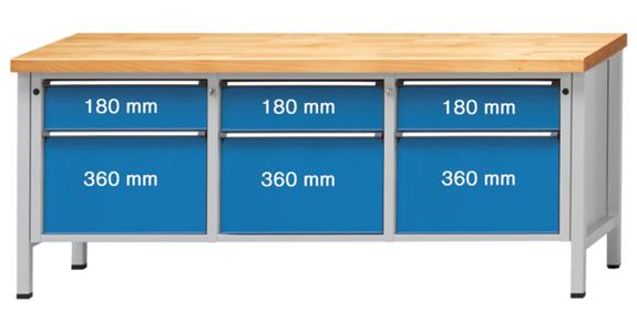 Cabinet workbench model 223 V universal plate height 850 mm RAL 7035/5012