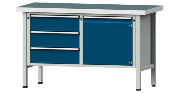 Dílenský stůl ANKE, 106 V, deska se Zn potahem, 1500x700x900 mm, RAL 7035/5010