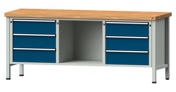 Díl.stůl ANKE, model 120 V, deska z bukového masivu 2000x700x850 mm,RAL7035/5010