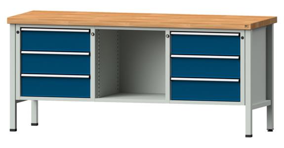 Díl.stůl ANKE, model 120 V, deska z bukového masivu 2000x700x900 mm,RAL7035/5010