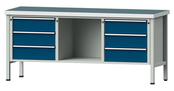 Dílenský stůl ANKE, 120 V, deska s univ. potahem, 2000x700x900 mm, RAL 7035/5010