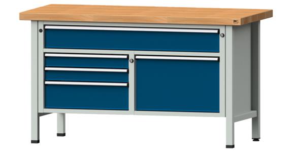 Díl. stůl ANKE, model 256 V, panel z buk. masivu, 1500x700x850mm, RAL 7035/5010