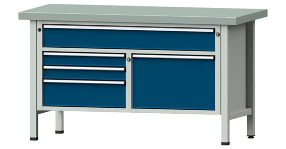 Dílenský stůl ANKE model 256 V, pozinkovaná deska, 1500x700x850mm, RAL7035/5010