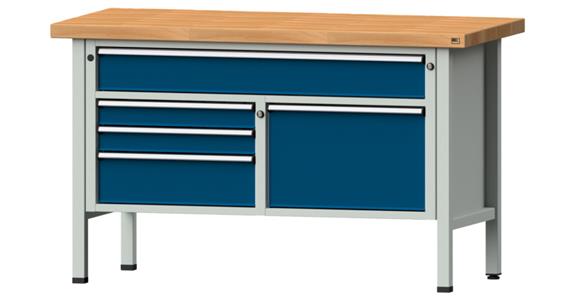Díl. stůl ANKE, model 256 V, panel z buk. masivu, 1500x700x900mm, RAL 7035/5010