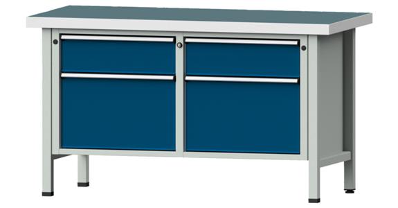 Dílenský stůl ANKE, 205 V, deska s univ. potahem, 1500x700x850 mm, RAL 7035/5010