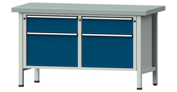 Dílenský stůl ANKE, 205 V, deska se Zn potahem, 1500x700x850 mm, RAL 7035/5010