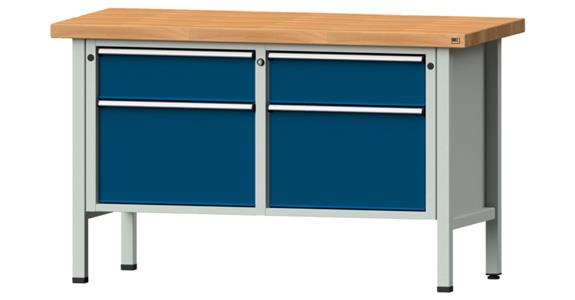 Dílenský stůl ANKE, 205 V, deska buk. masiv. 1500x700x900 mm,RAL7035/5010