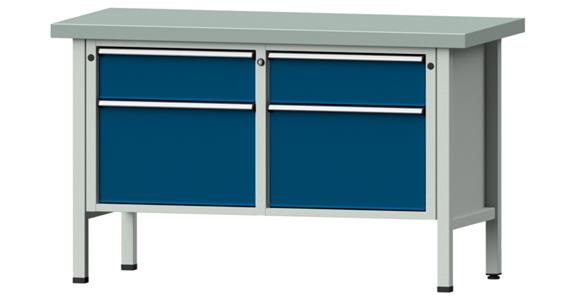 Dílenský stůl ANKE, 205 V, deska se Zn potahem, 1500x700x900 mm, RAL 7035/5010