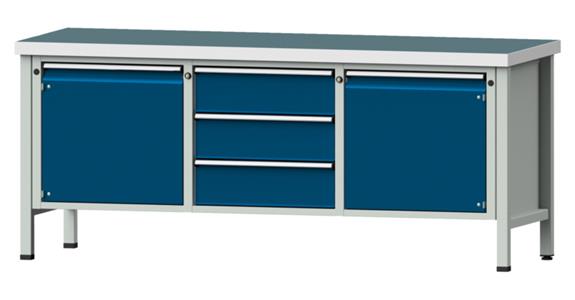 Dílenský stůl ANKE, 122 V, deska s univ. potahem, 2000x700x850 mm, RAL 7035/5010