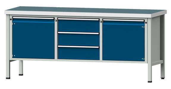Dílenský stůl ANKE, 122 V, deska s univ. potahem, 2000x700x900 mm, RAL 7035/5010