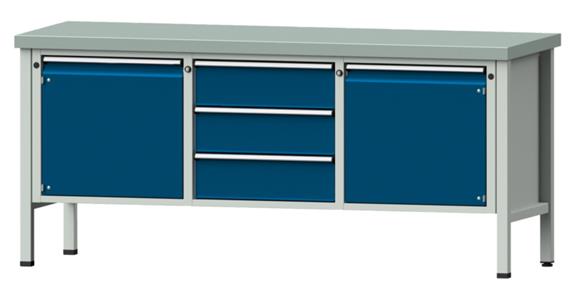 Dílenský stůl ANKE, 122 V, deska se zink. potahem 2000x700x900 mm, RAL 7035/5010