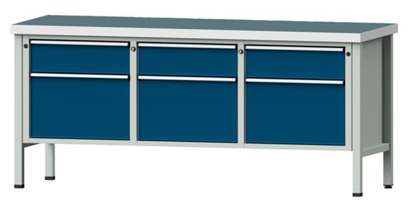 Dílenský stůl ANKE, 223 V, deska s univ. potahem, 2000x700x900 mm, RAL 7035/5010