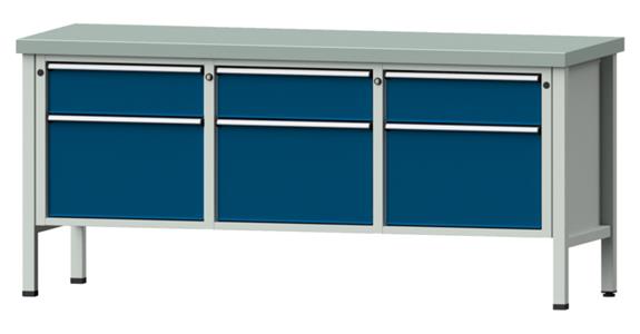 Dílenský stůl ANKE, 223 V, deska se zink. potahem 2000x700x900 mm, RAL 7035/5010