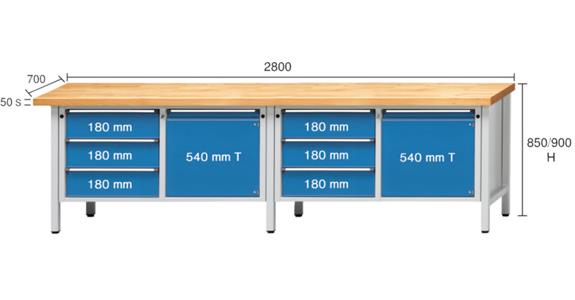 Cabinet workbench model 106 V universal plate height 900 mm RAL 7035/5012