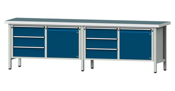 Dílenský stůl ANKE, 106 V, deska s univ. potahem, 2800x700x850 mm, RAL 7035/5010