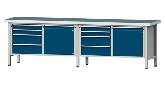 Dílenský stůl ANKE, 131 V, deska s univ. potahem, 2800x700x850 mm, RAL 7035/5010