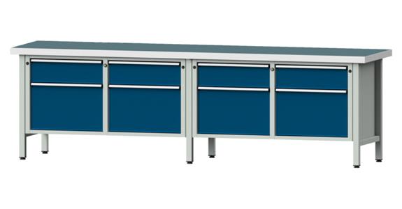 Dílenský stůl ANKE, 205 V, deska s univ. potahem, 2800x700x850 mm, RAL 7035/5010