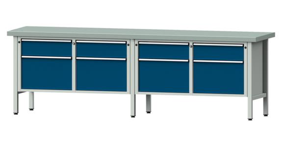 Dílenský stůl ANKE, 205 V, deska se Zn potahem, 2800x700x900 mm, RAL 7035/5010