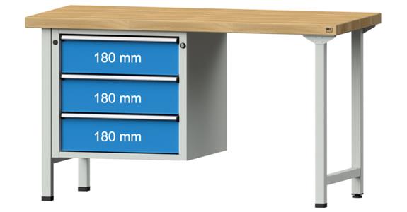 Combination workbench 1500x700x850mm model 706V beech solid plate RAL7035/5012