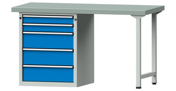 Combination workbench 1500x700x850mm model 810V pl. w/ sh. st coat. RAL7035/5012