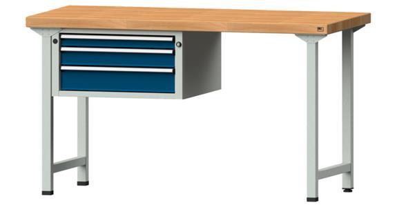 ANKE, kombi. prac. stůl, 502 V, mas. buk. deska, 1500x700x850 mm, RAL 7035/5010