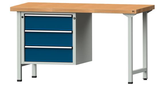 ANKE, kombi. prac. stůl, 706 V, mas. buk. deska, 1500x700x850 mm, RAL 7035/5010