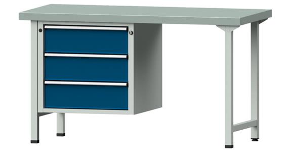 ANKE, kombi. prac. stůl 706 V, deska se Zn plech., 1500x700x850 mm, RAL7035/5010