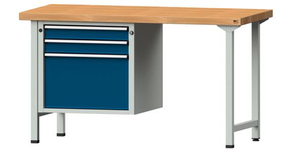 ANKE, kombi. prac. stůl, 702 V, mas. buk. deska, 1500x700x850 mm, RAL 7035/5010