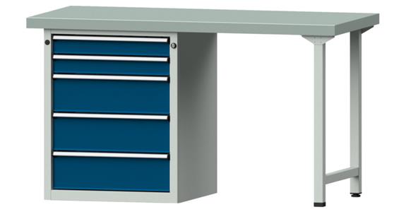 Combination workbench 1500x700x850mm model 810V pl. w/ sh. st coat. RAL7035/5010