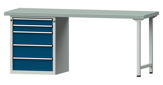Combination workbench 2000x700x850mm model 830V pl. w/ sh. st coat. RAL7035/5010