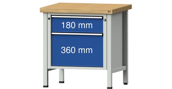 Dílenský stůl ANKE 55 V, bukový masiv, nosnost 1500 kg, 800x700x900 mm, RAL 7035