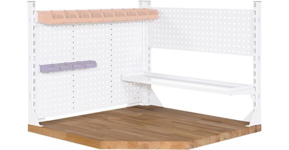 Corner workbench top panel solid beech 135° height 40 mm for panel width 700 mm