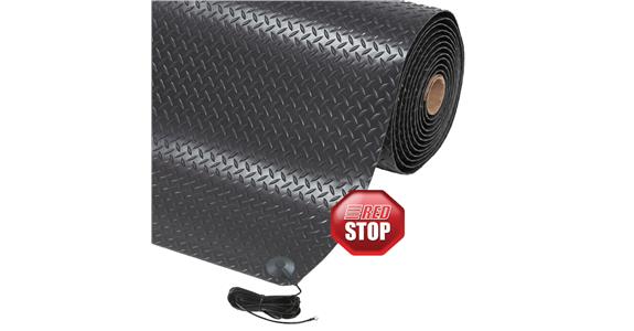 Durable, dissipative anti-fatigue mat Diamond Stat™ black 910x3000x14 mm