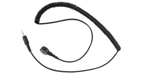 Spiral cable 1.8 m connects wrist strap to earthing socket on mat