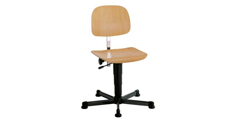 1082437103 Prac.židle BIMOS,buk,590–910 mm,pneu nast. sedáku,chromovaný kruh.podstavec