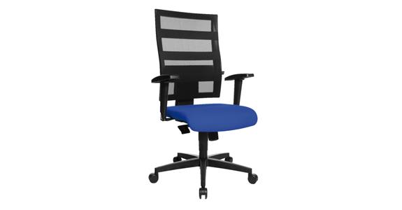 Office swivel chair X-Pander w/ castors seat ht. 41-53cm blue cover mesh back