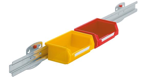 Easy-view storage bin holder for perforated plates w/ hole 10x10 mm for 5xsz 7