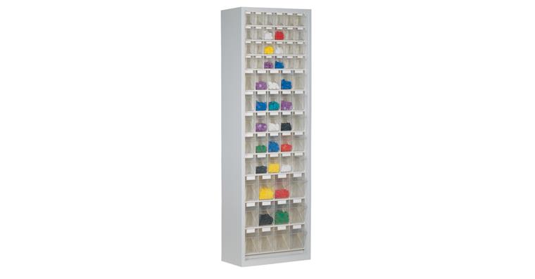 1083141102 Zásobníková skříň s 61 sklápěcími nádobami 2000×665×250 mm RAL 7035 světle šedá
