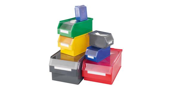 Easy-view storage bin polyethylene slot. susp. size 8 red LxWxH 85x105x45mm