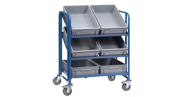 1083414101 Vozík na Euro bedny, 3patrový rám, nosnost 250 kg, 935x666x1101 mm