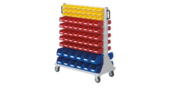 Trolley 1230x1000x500mm double-sided w/ easy-view storage bins 24xS6 80xS7 48xS8