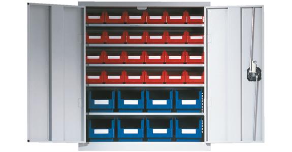 Cabinet with doors 780x690x285 mm 5 shelves 32 easy-view storage bins RAL 7035
